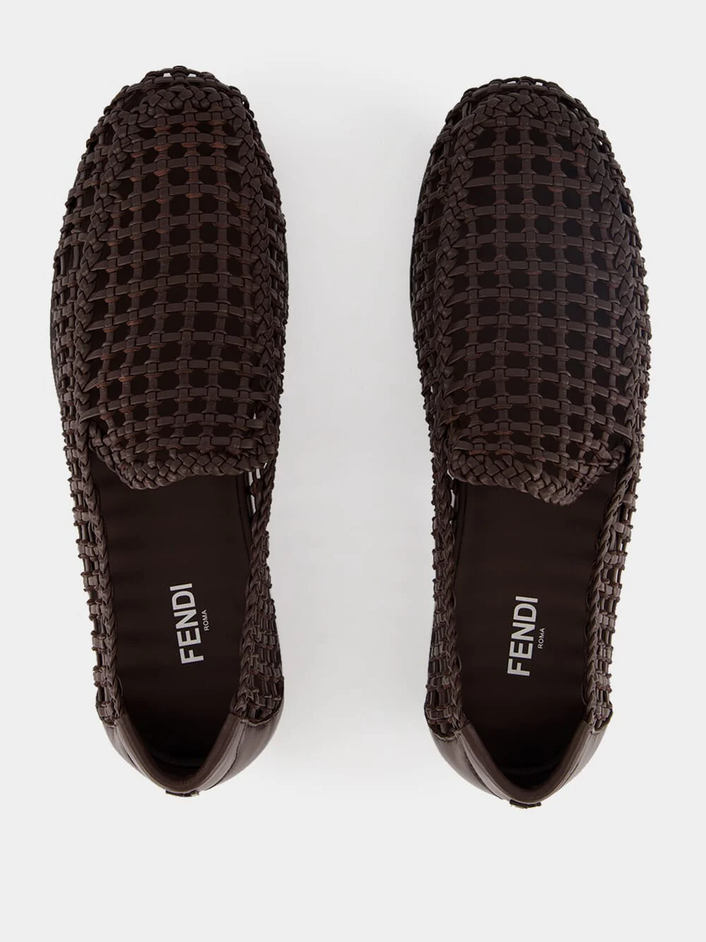 Brown Braided Leather FF Loafers - Image 5