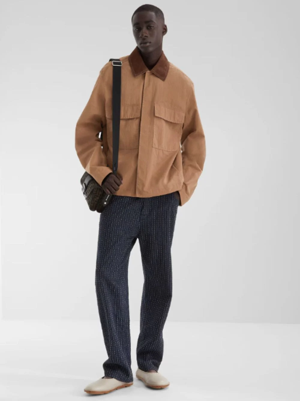 Brown Canvas Straight-Cut Blouson - Image 2