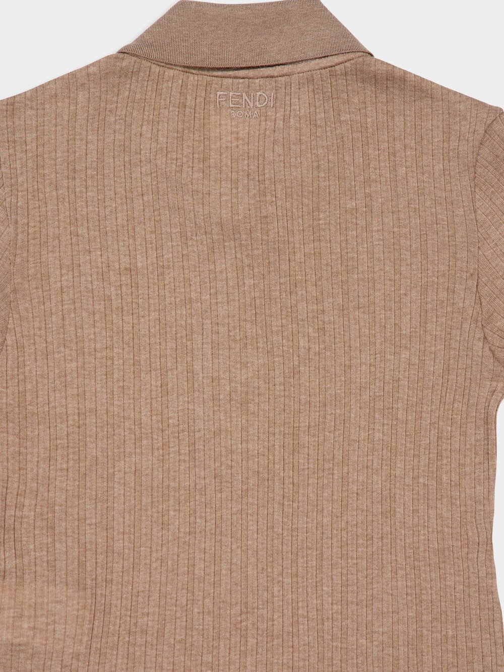 Brown Embroidered Cropped Polo Shirt - Image 8