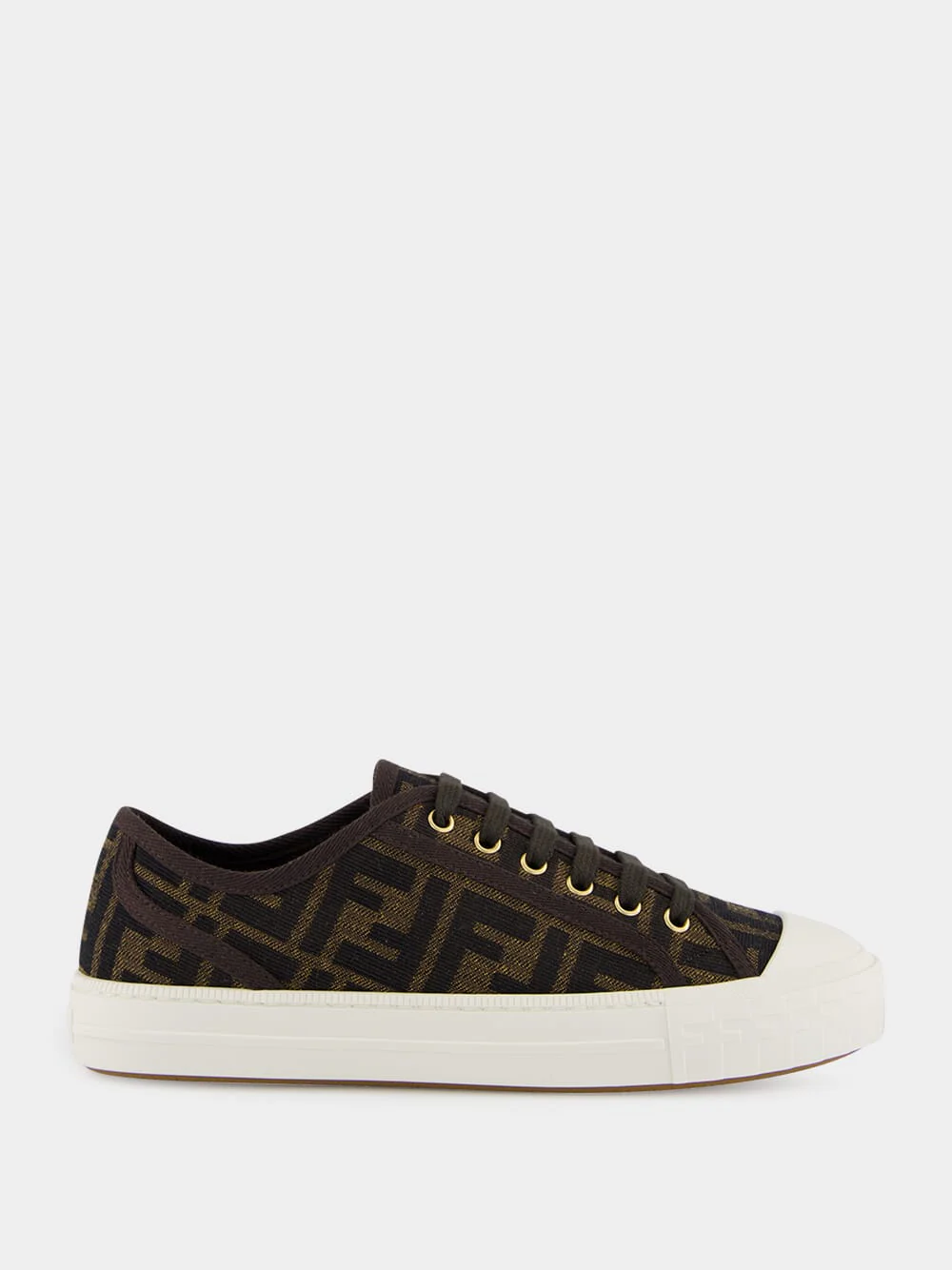 Brown FF Fabric Domino Low-Top Sneakers