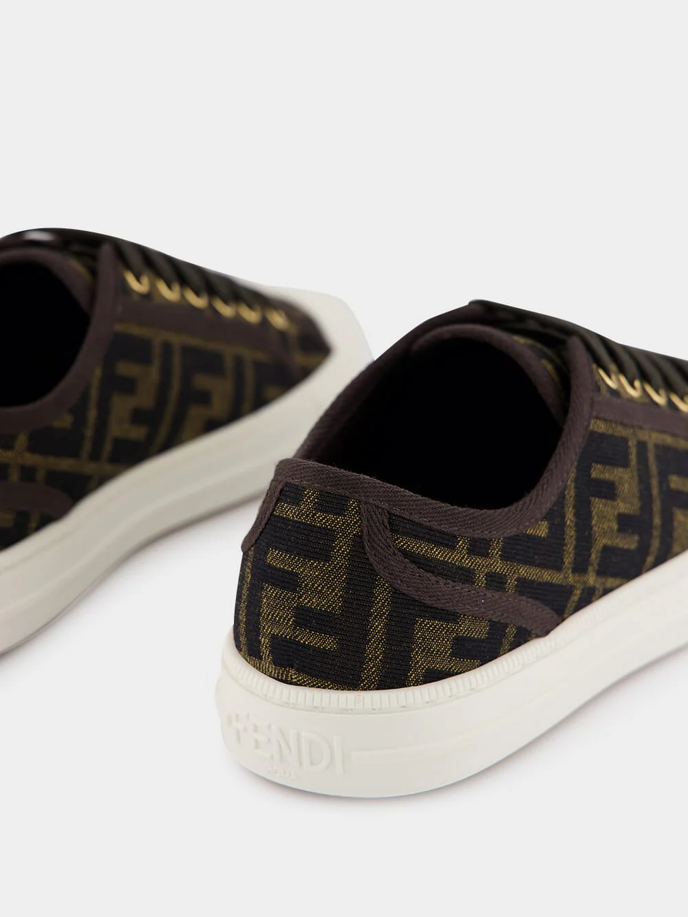 Brown FF Fabric Domino Low-Top Sneakers - Image 6