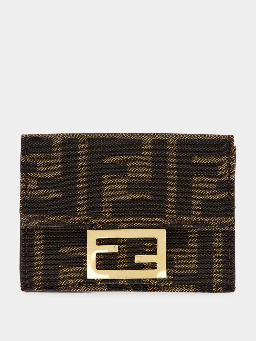 Brown FF Jacquard Baguette Micro Trifold Wallet