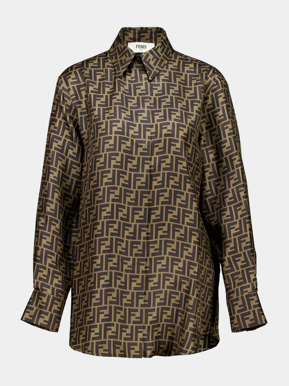Brown FF Silk Twill Shirt