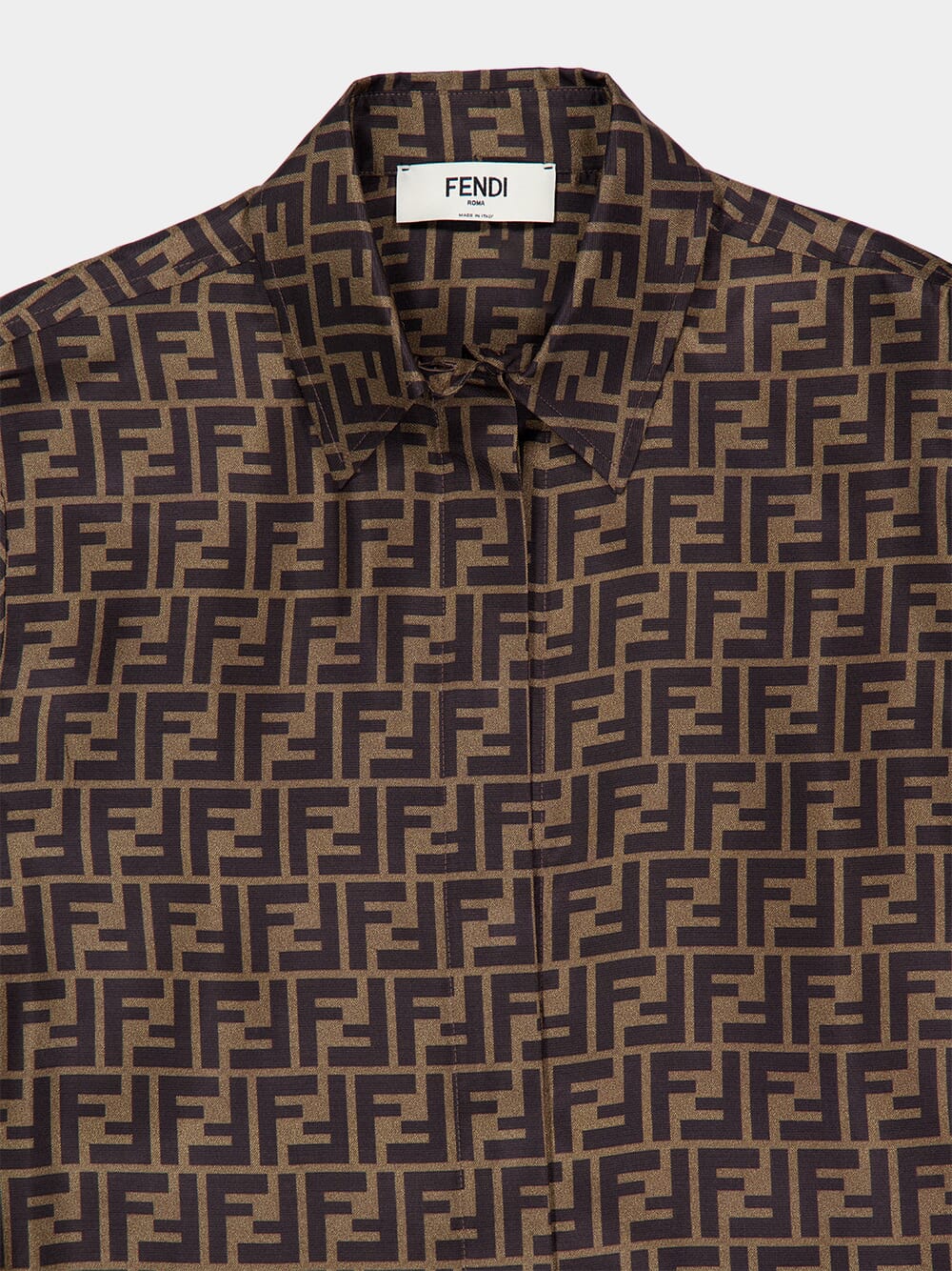 Brown FF Silk Twill Shirt - Image 3