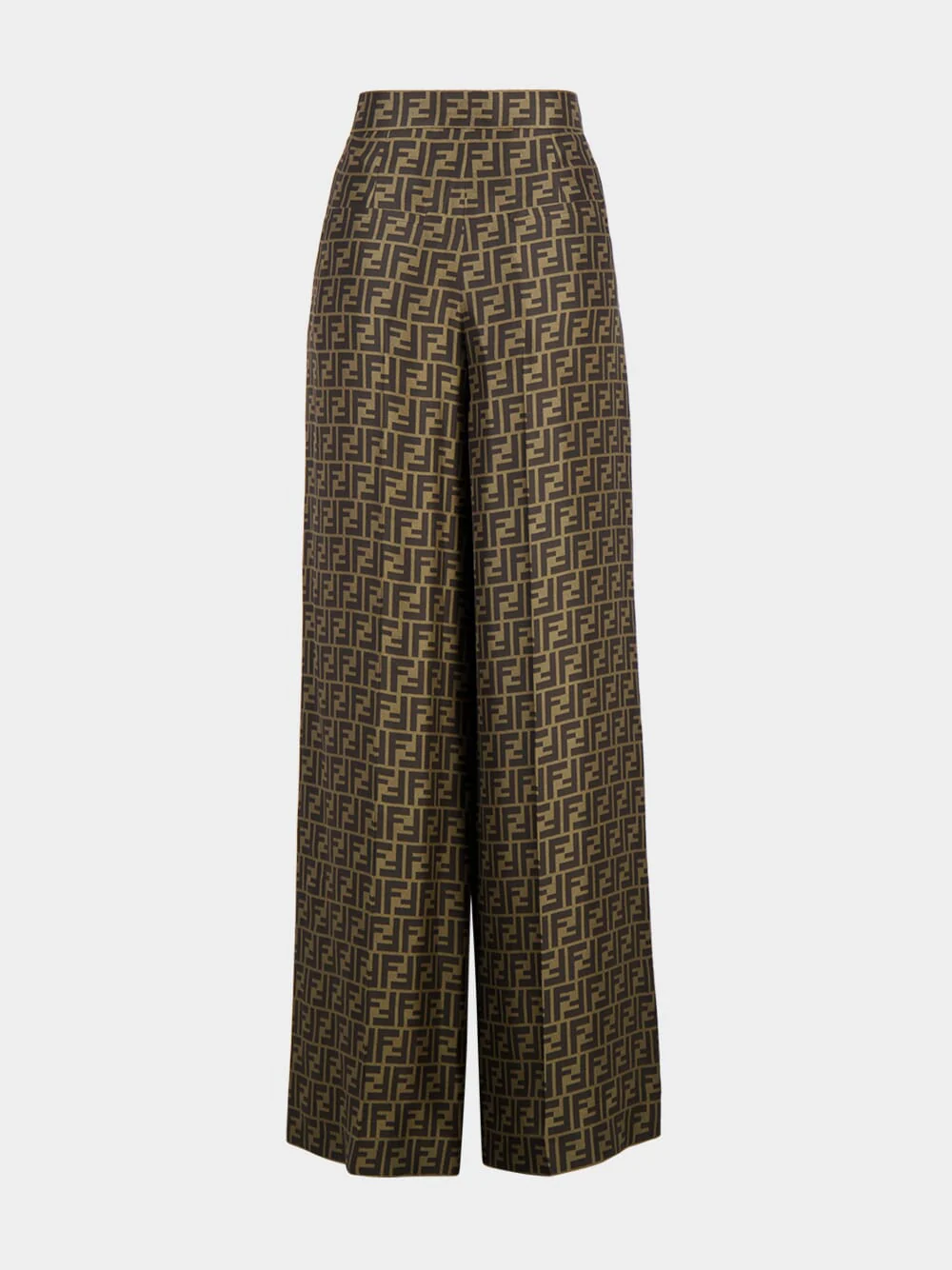 Brown FF Twill Wide-Leg Trousers - Image 2