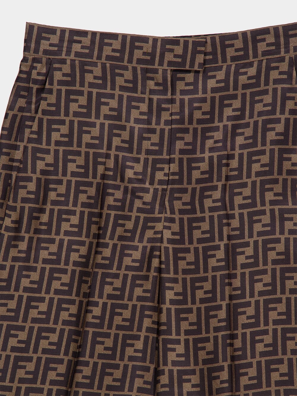 Brown FF Twill Wide-Leg Trousers - Image 3