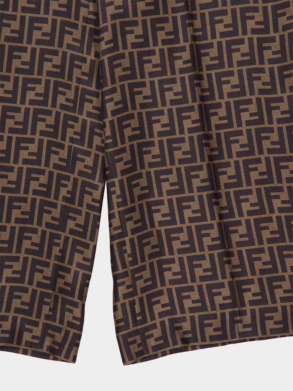 Brown FF Twill Wide-Leg Trousers - Image 4