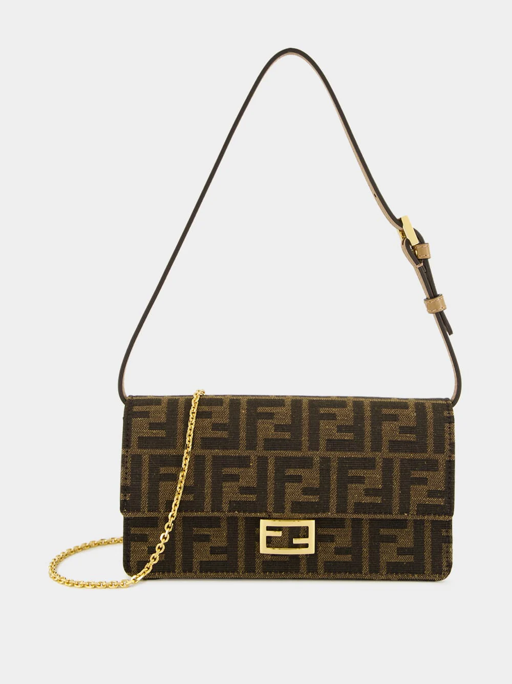Brown FF Wallet On Chain Baguette