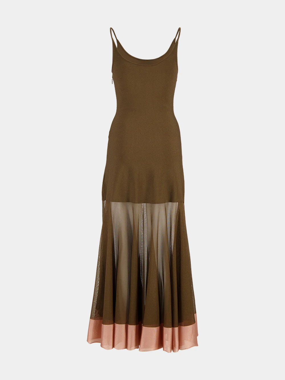 Brown Knit Maxi Dress with Contrast Hem - Image 3