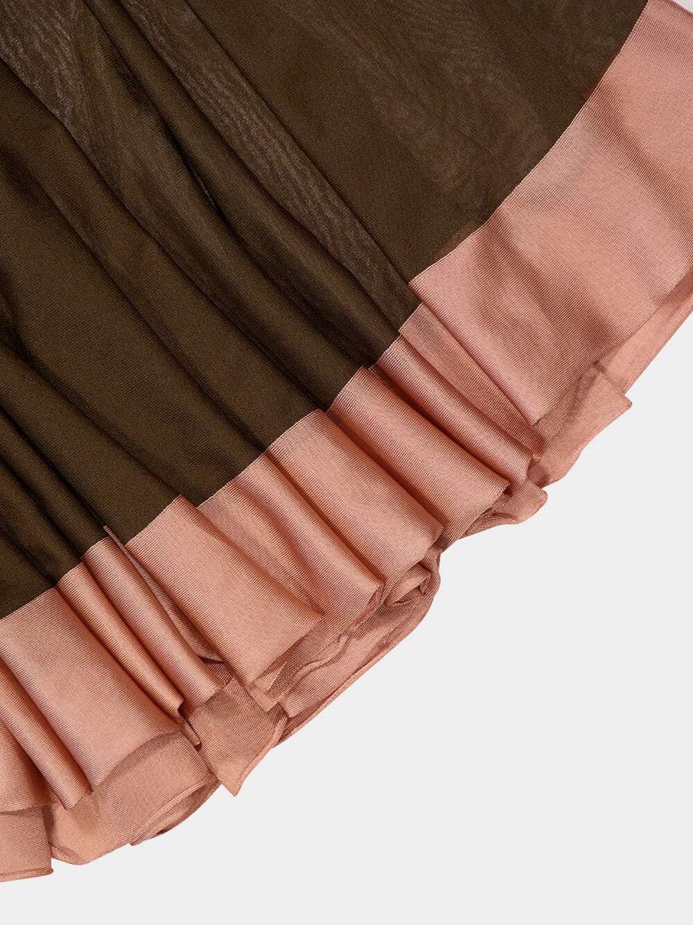 Brown Knit Maxi Dress with Contrast Hem - Image 5