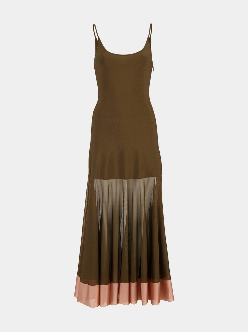 Brown Knit Maxi Dress with Contrast Hem - Image 6