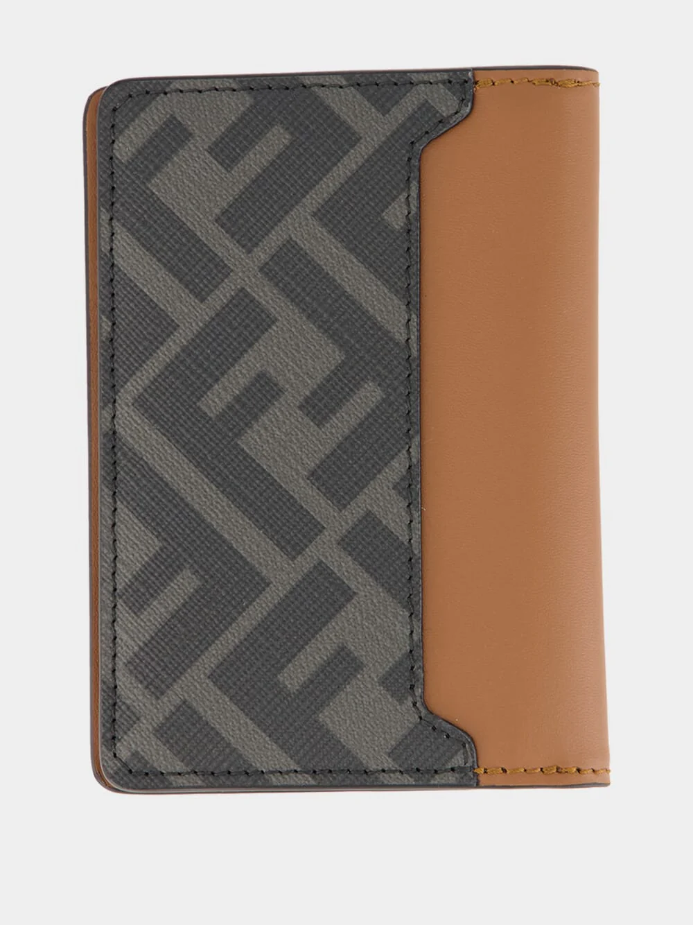 Brown Leather Bi-Fold Card Holder with FF Squared - Image 2