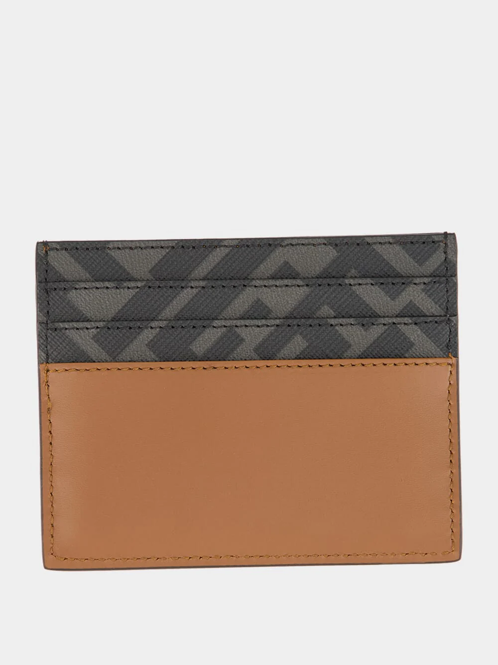 Brown Leather Card Holder with FF Canvas & FF Squared - Image 2