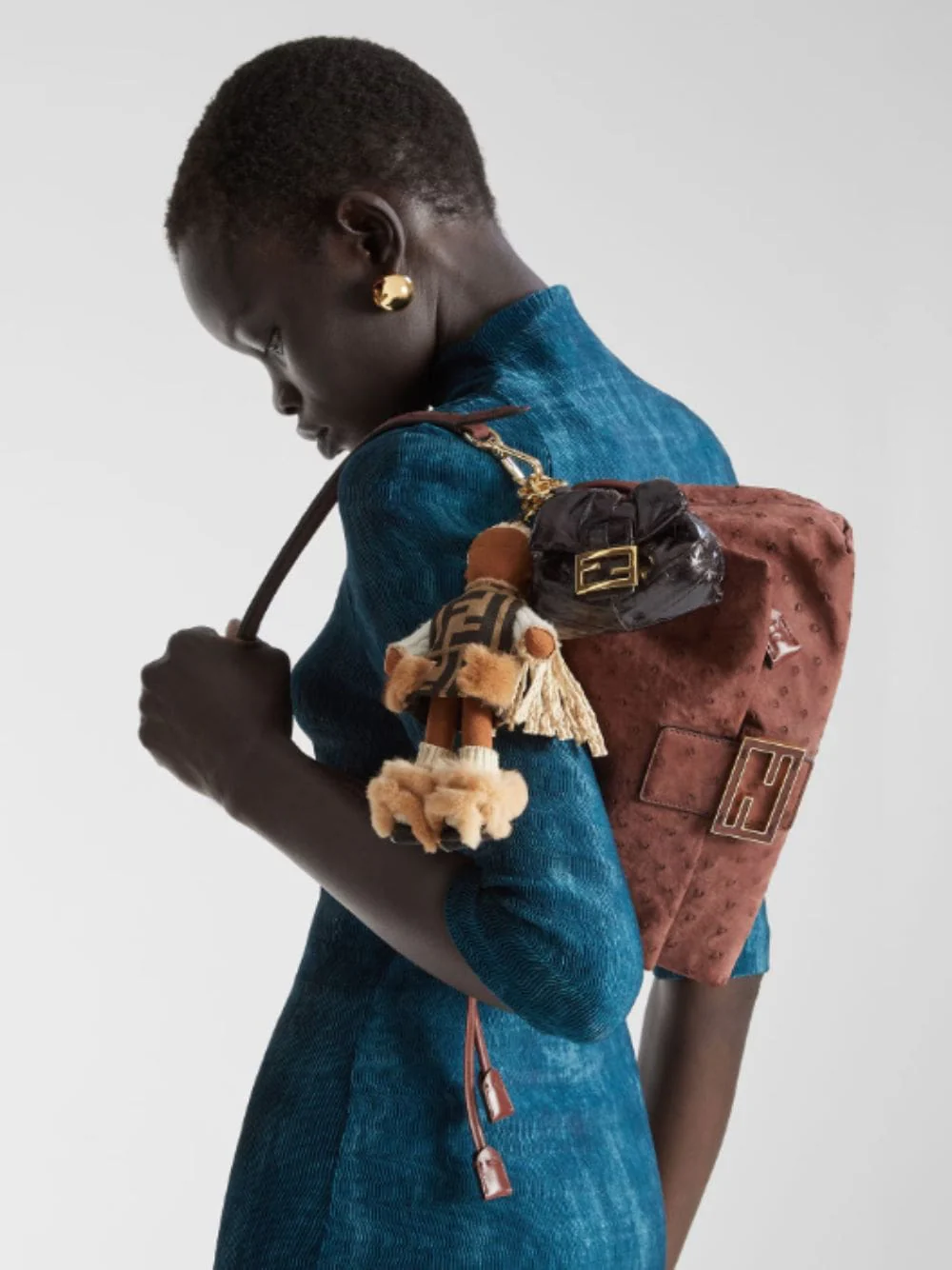 Brown Nano Mamma Baguette in Hagfish Leather - Image 2
