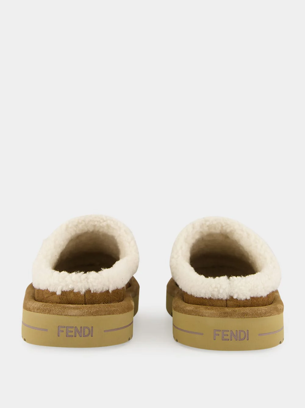 Brown Suede Shearling Sabot Slippers - Image 5