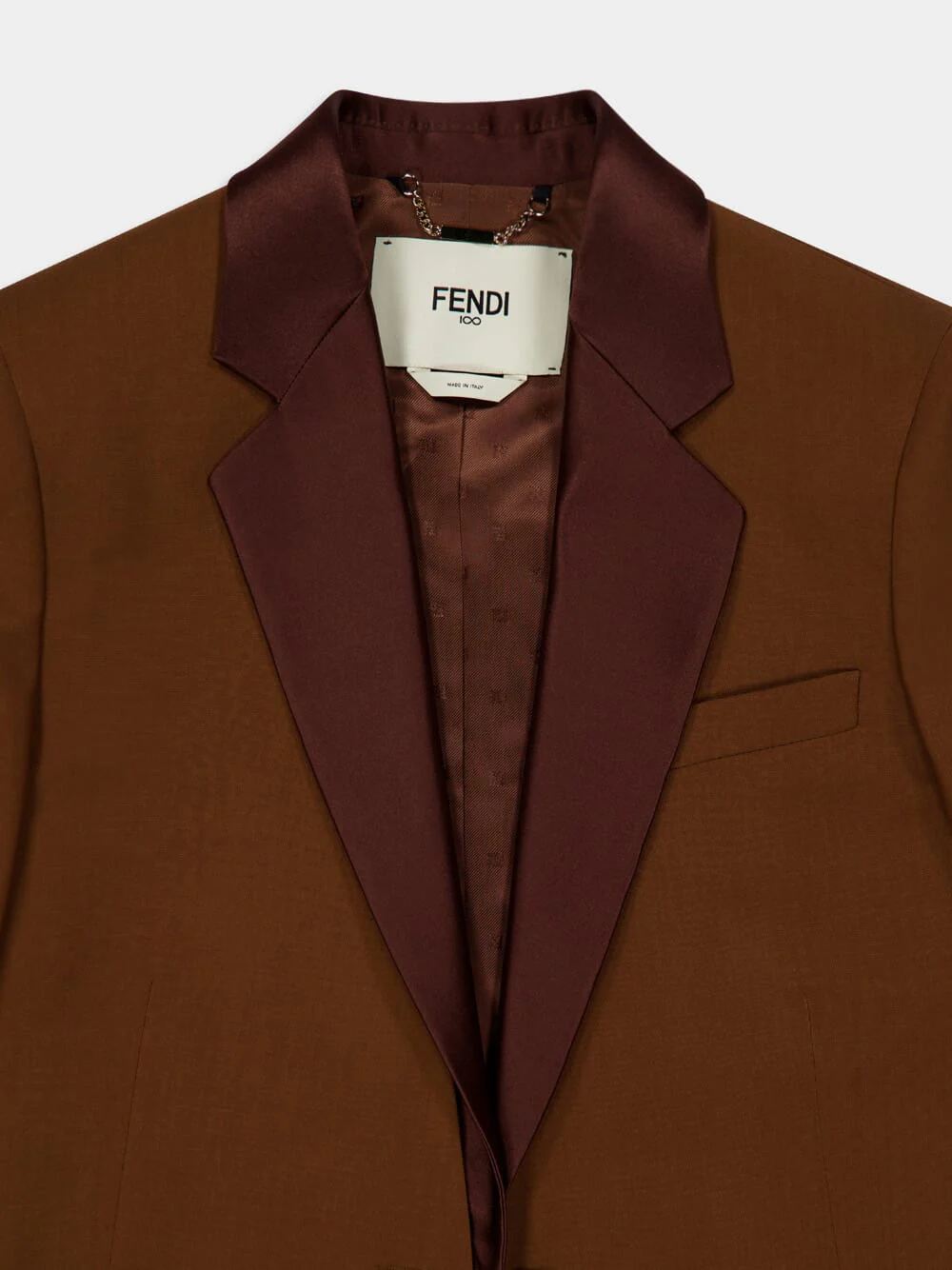 Brown Wool Mohair Blazer with Silk Lapels - Image 3