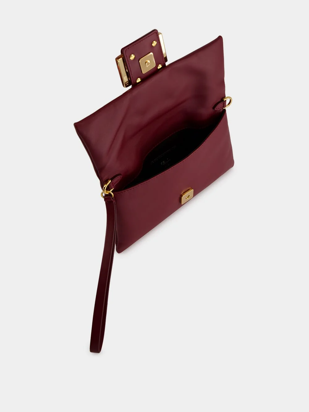 Burgundy Nappa Leather Mamma Baguette Pouch - Image 6