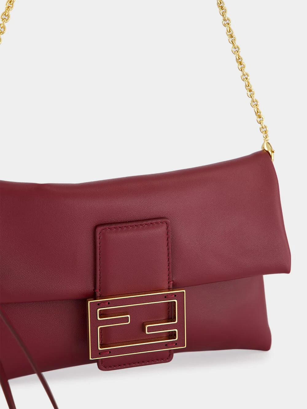 Burgundy Nappa Leather Mamma Baguette Pouch - Image 7