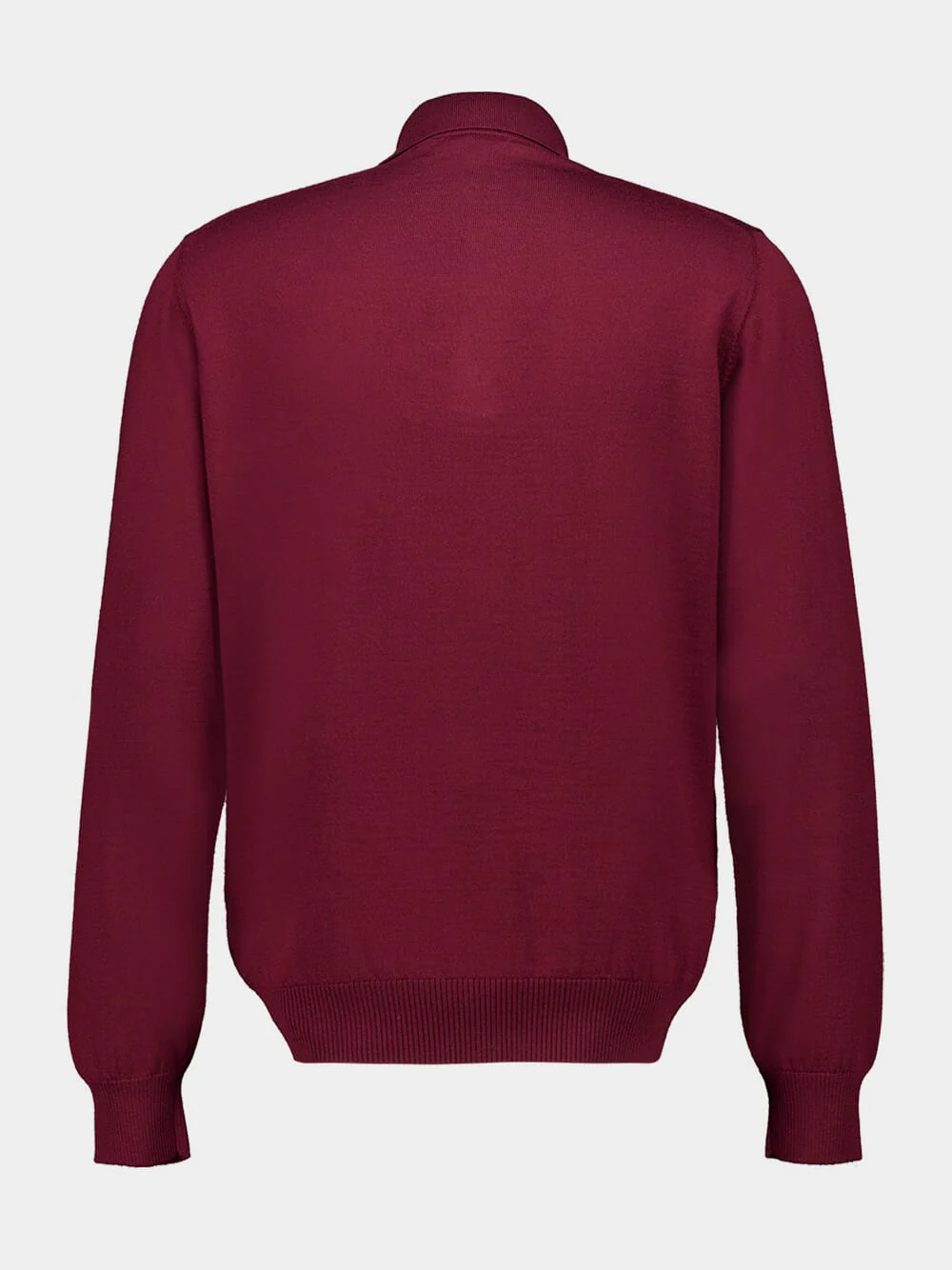 Burgundy Wool Long-Sleeve Polo - Image 3