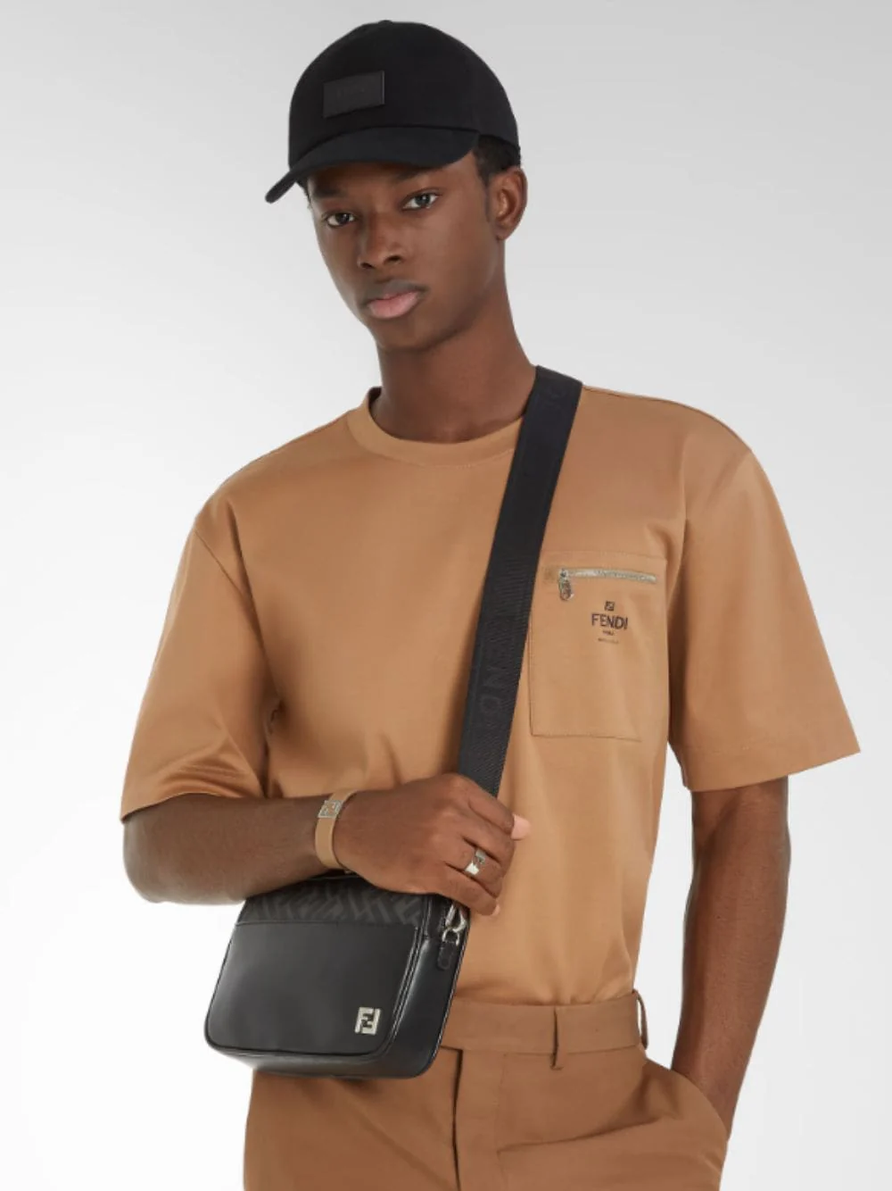 Camel Brown T-Shirt with Logo Pocket - Image 2