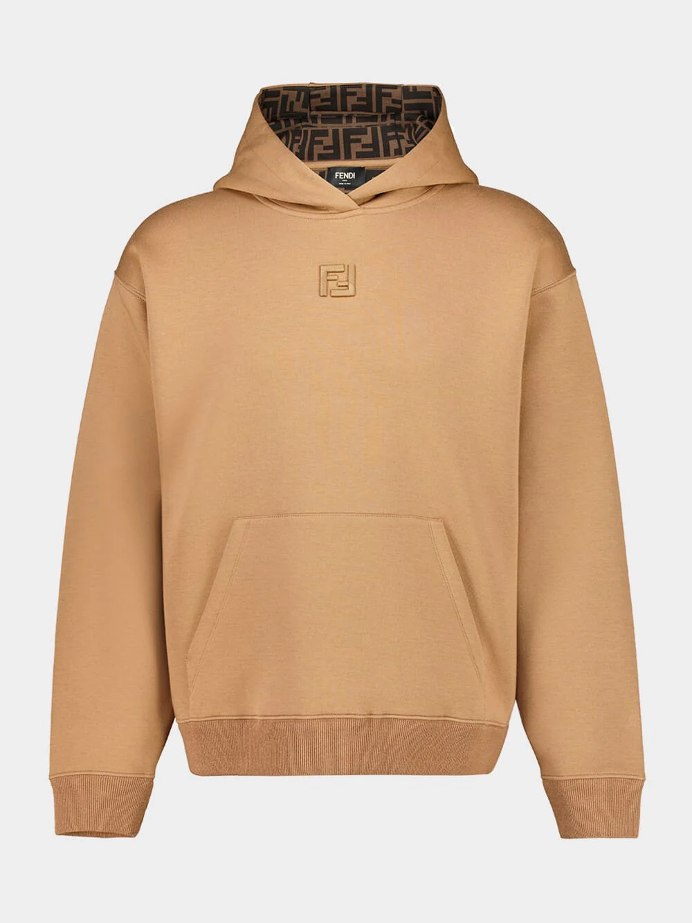 Camel Hooded Sweatshirt with FF Lining