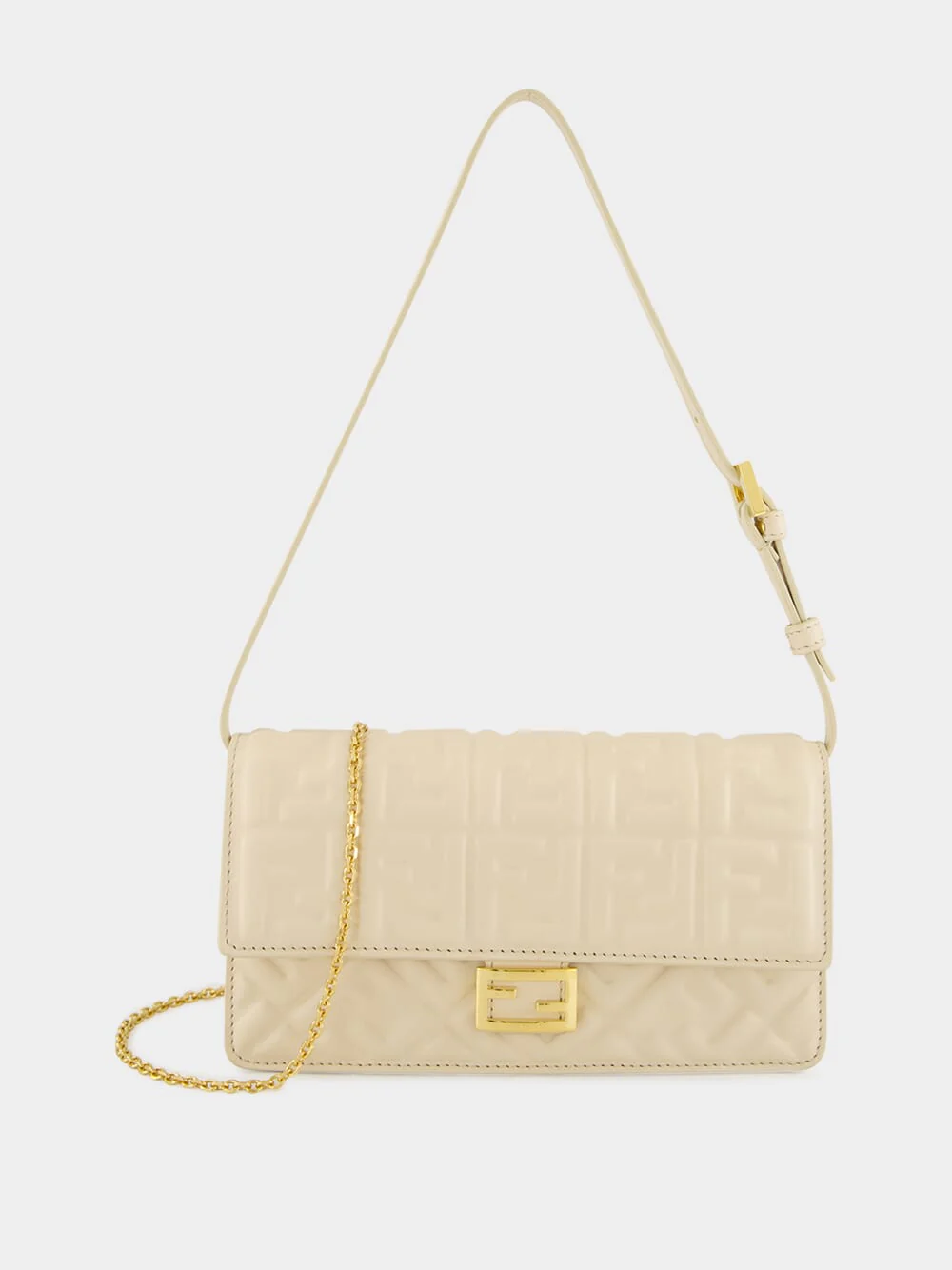 Camelia White Wallet On Chain Baguette