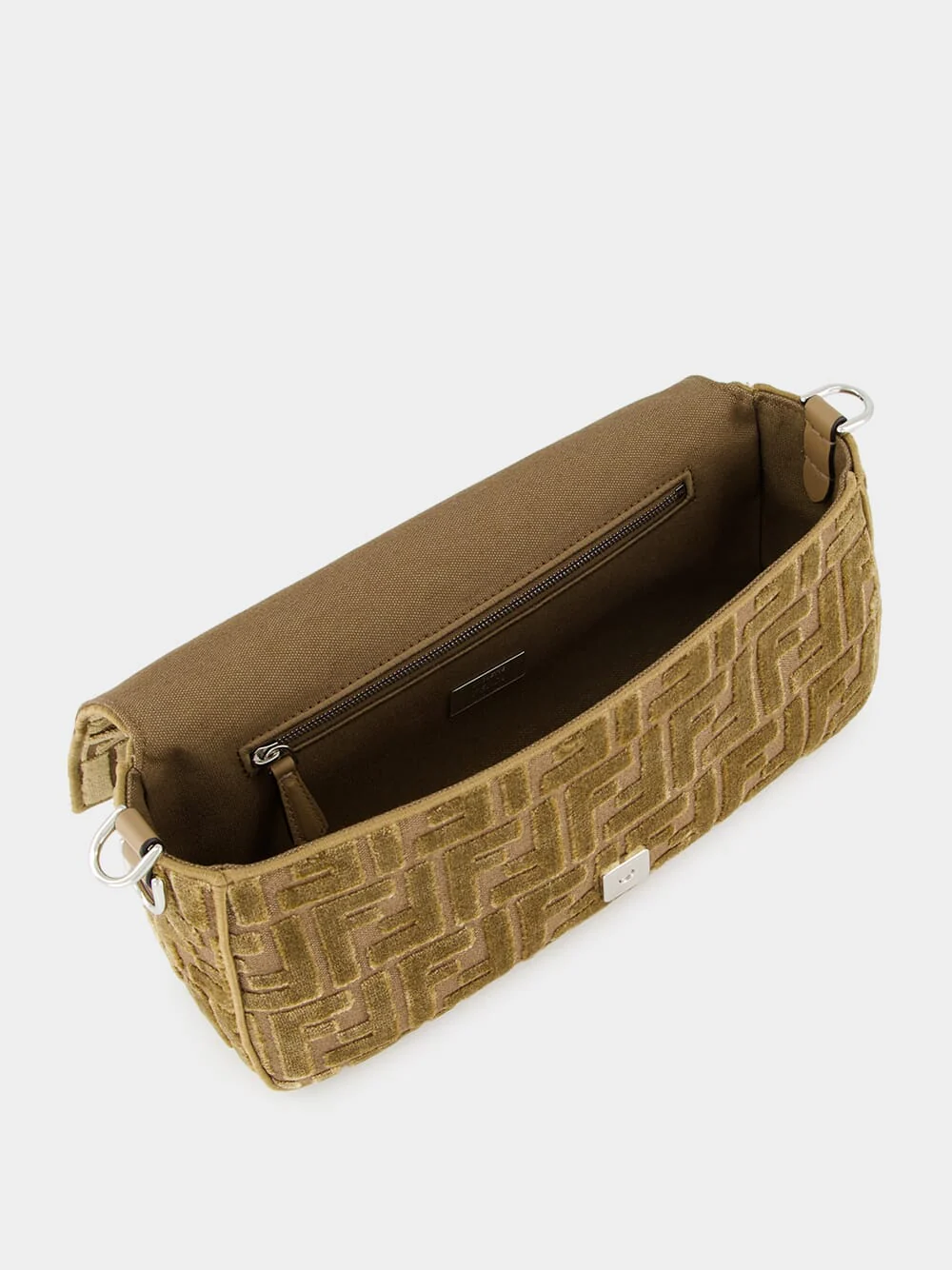 Cappuccino Jacquard Velvet Baguette Bag - Image 7