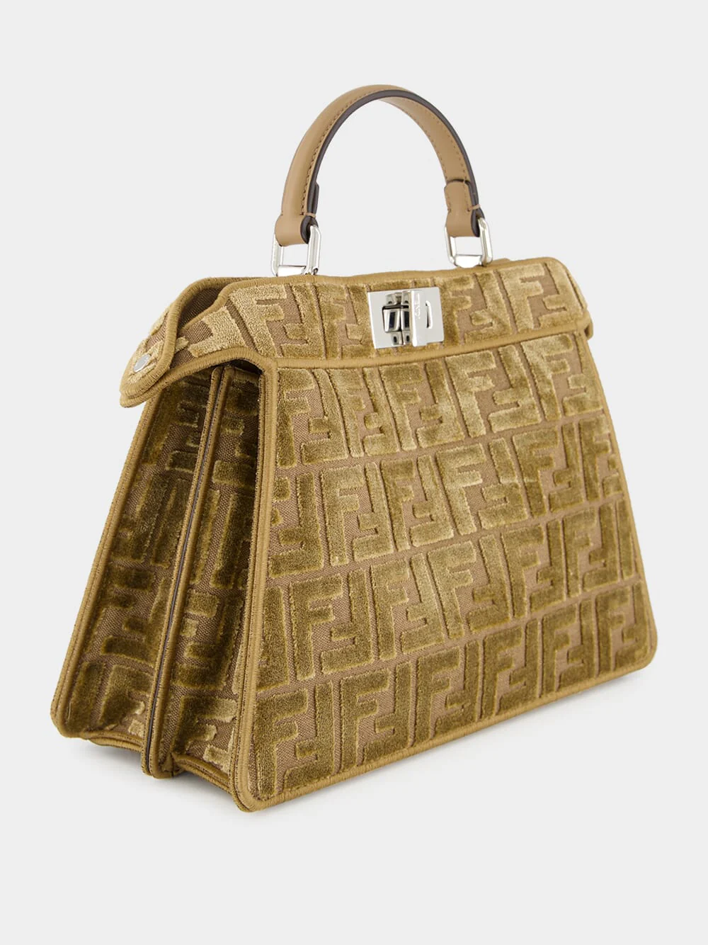 Cappuccino Peekaboo ISeeU Small FF Velvet Bag - Image 4