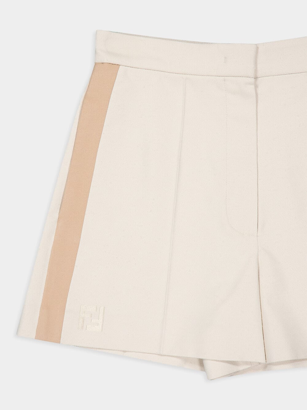 Beige Cotton High-Waisted Shorts - Image 3