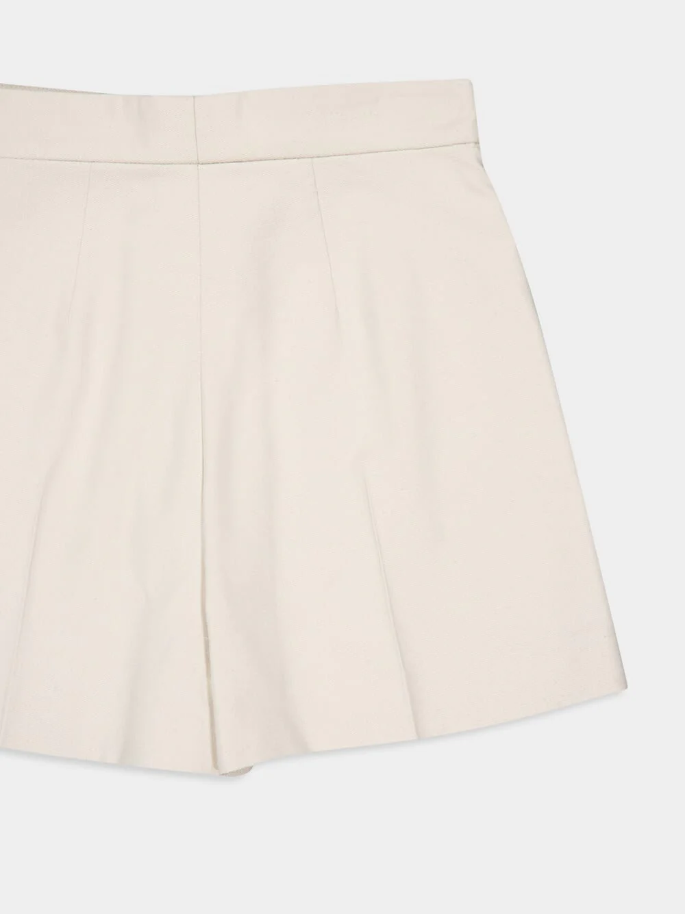Beige Cotton High-Waisted Shorts - Image 4