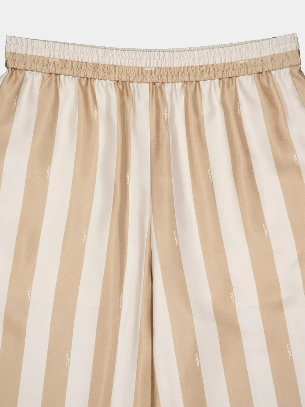 Beige Pequin Silk Wide-Leg Trousers - Image 4