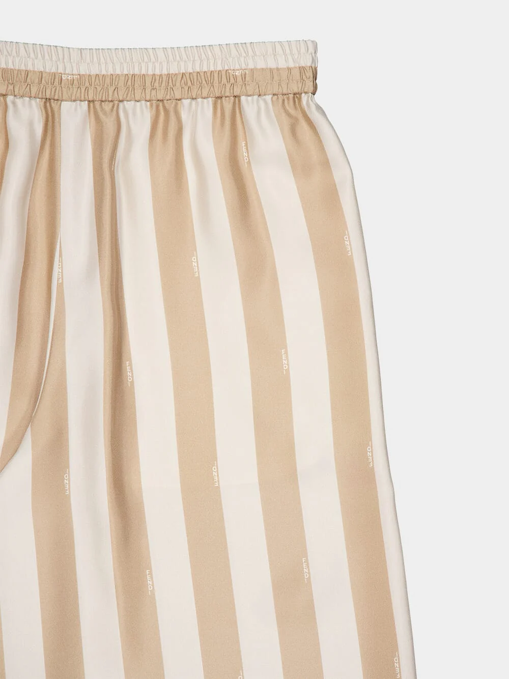 Beige Pequin Silk Wide-Leg Trousers - Image 5