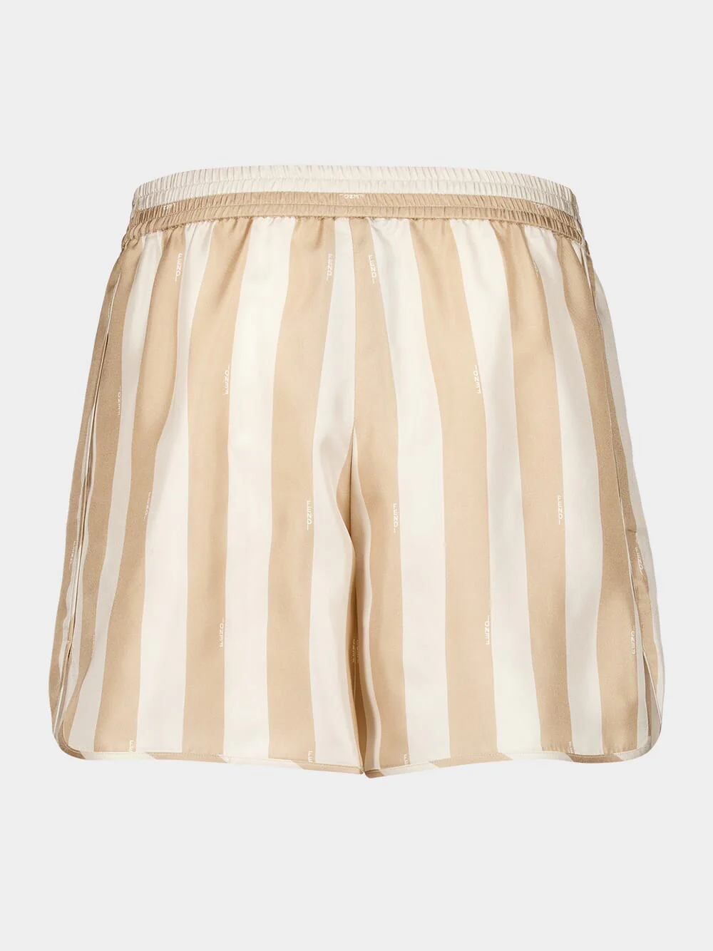 Beige Pequin Stripes Silk Shorts - Image 3
