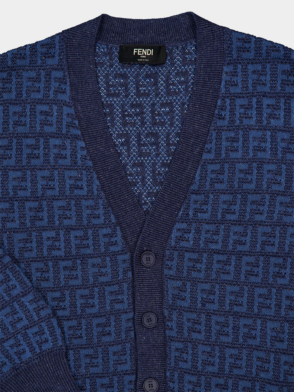 Blue FF Cotton and Linen Cardigan - Image 3