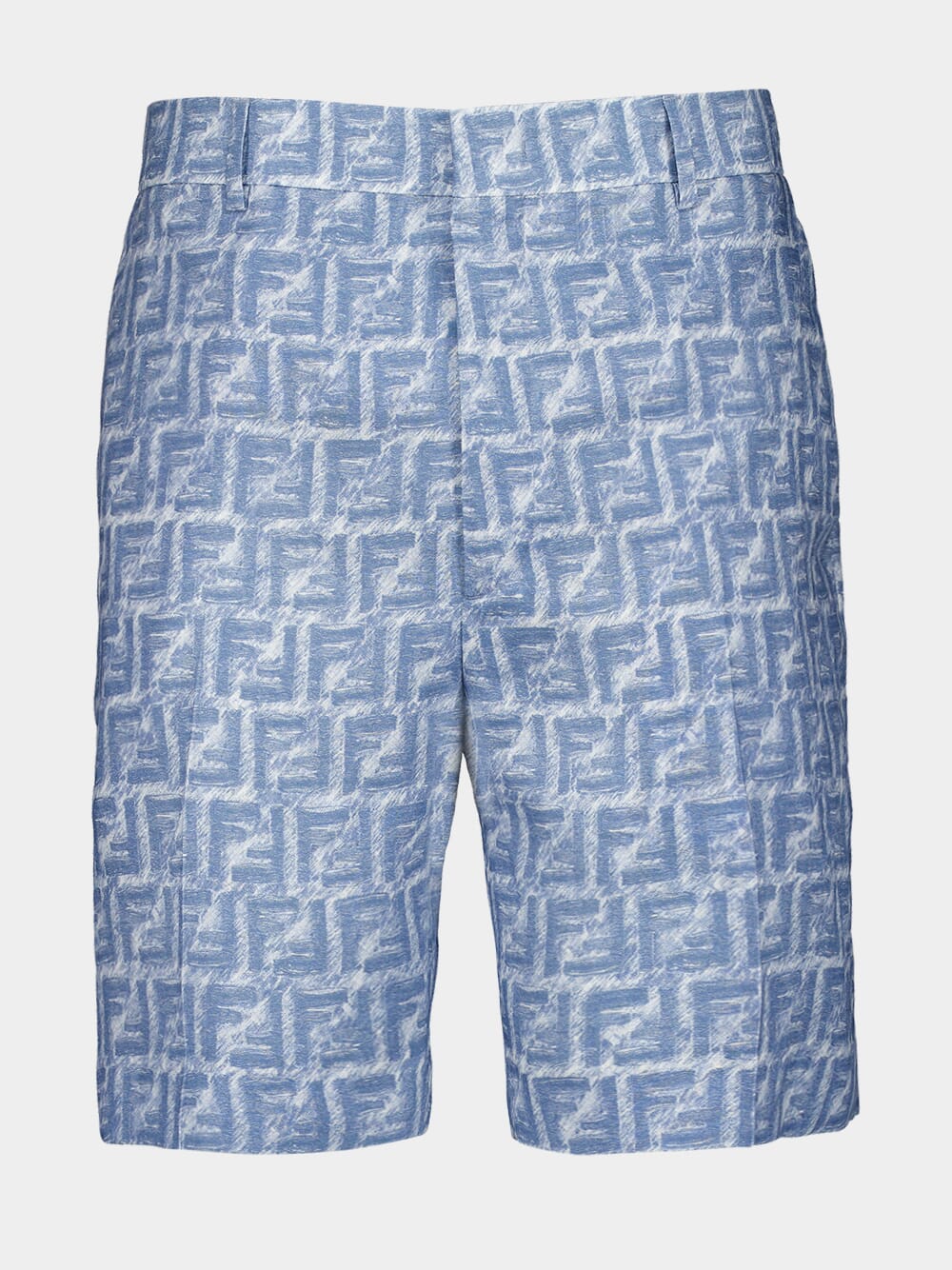 Blue FF Linen Bermuda Shorts