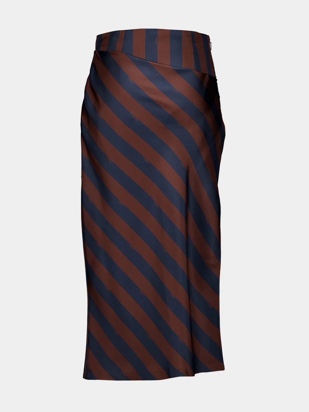Brown Pequin Silk Midi Skirt - Image 3