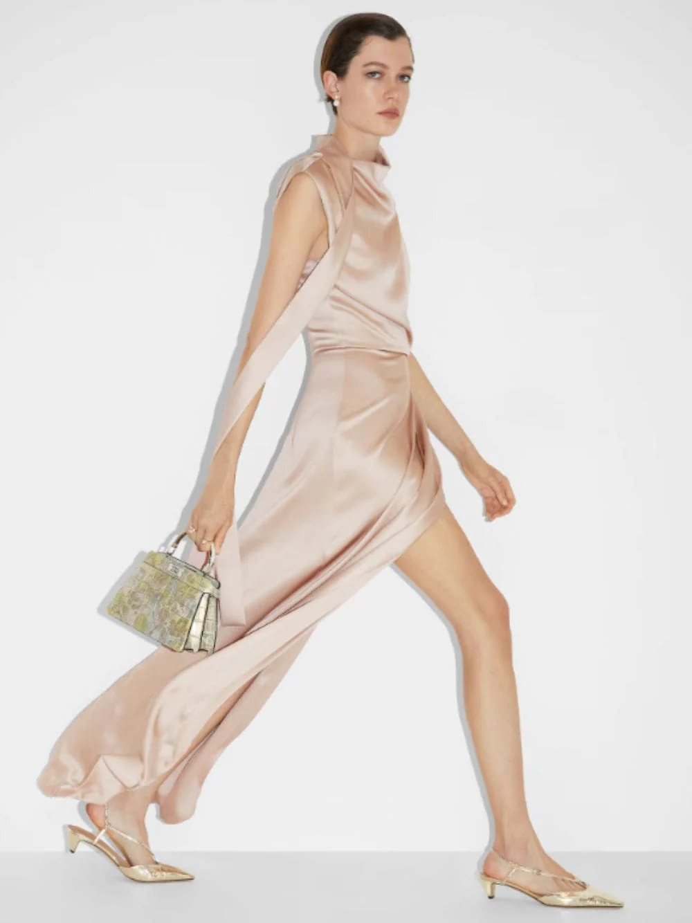 Champagne Silk Long Dress - Image 2