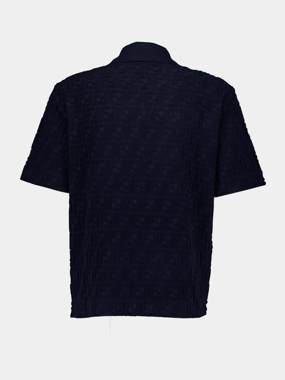 Dark Blue Terry Fabric Polo Shirt - Image 2
