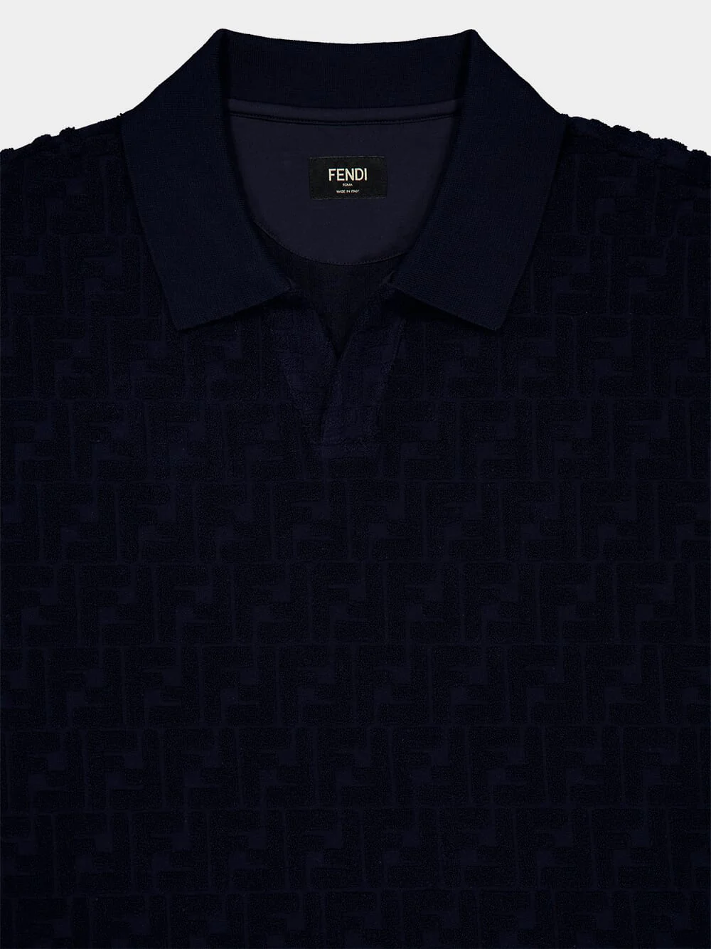Dark Blue Terry Fabric Polo Shirt - Image 4