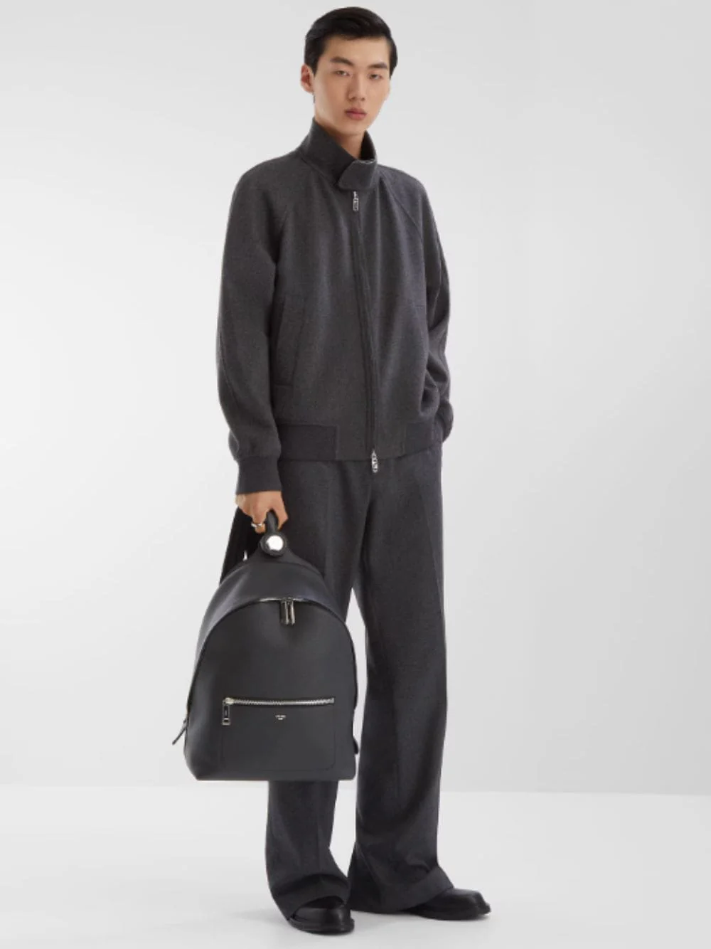 Grey Cashmere Bomber Jacket - Image 2