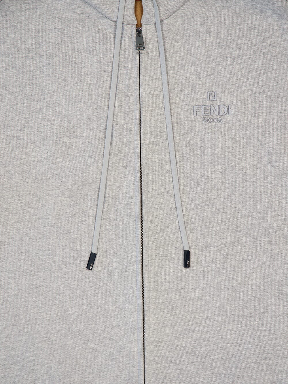 Grey Cotton Zip-Up Hooded Sweatshirt - Image 3