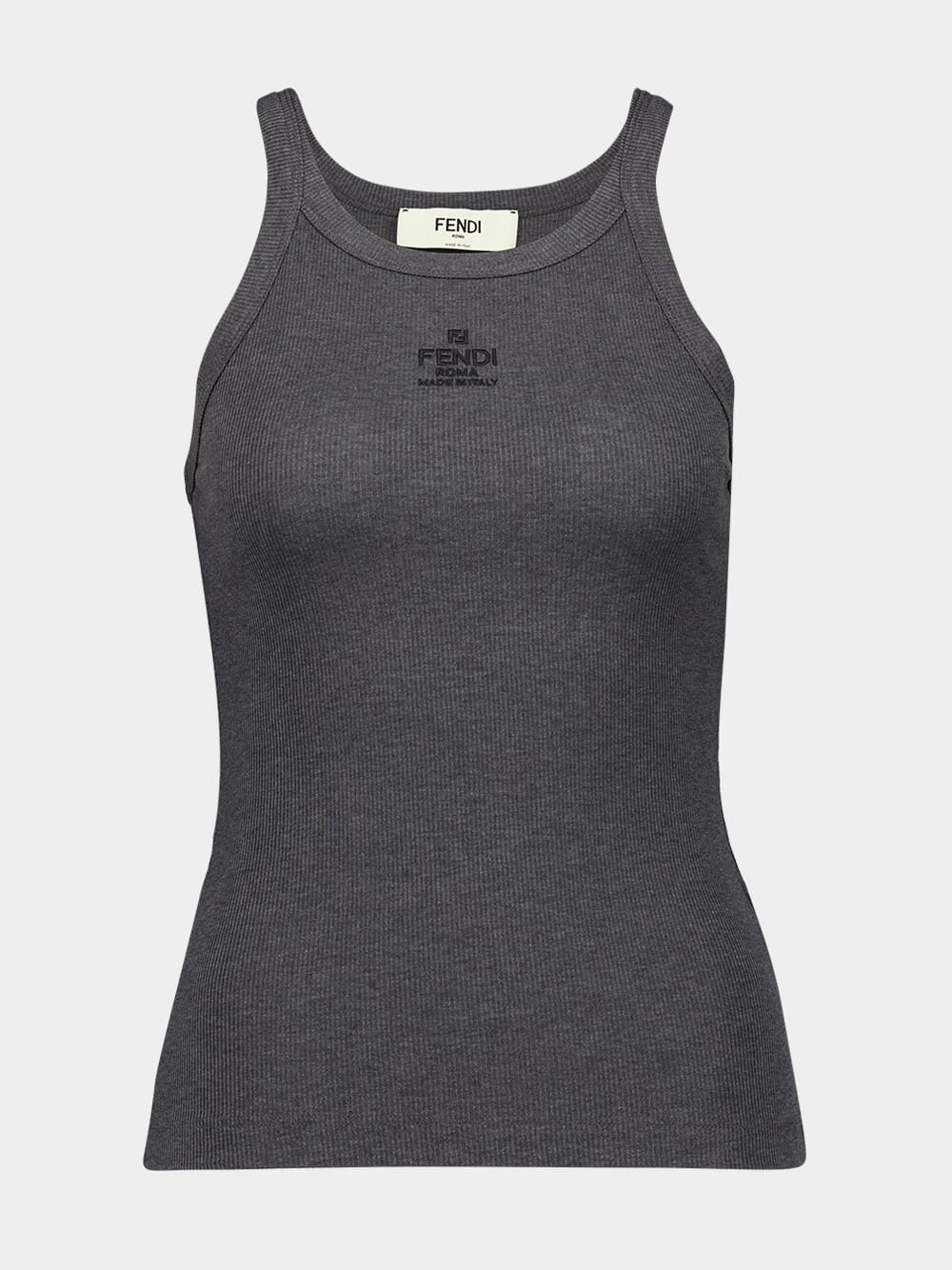 Grey Ribbed Sleeveless Knit Top