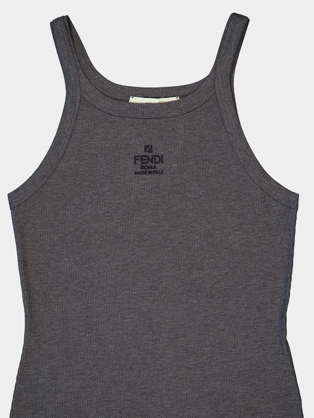 Grey Ribbed Sleeveless Knit Top - Image 3