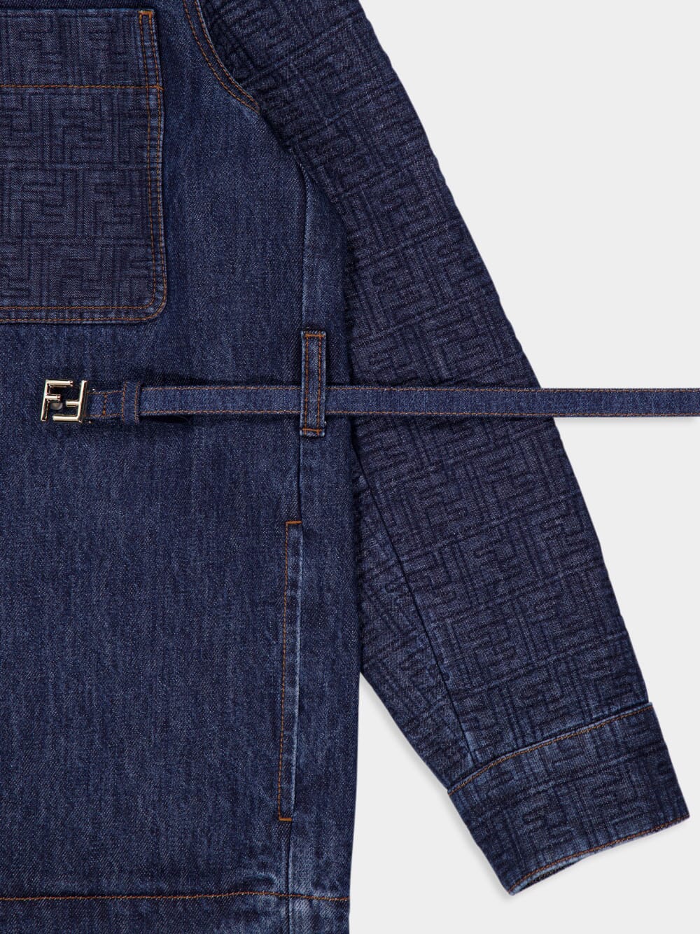 Dark Blue Denim Belted Jacket - Image 6