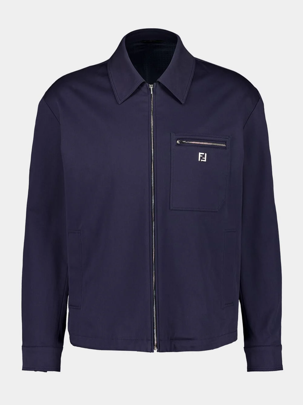 Dark Blue Gabardine Zip Blouson