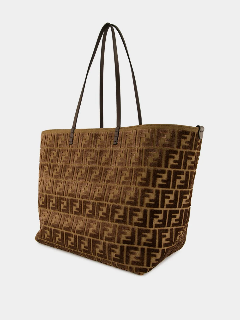 Dark Brown Roll Large Jacquard Velvet Shoulder Bag - Image 4