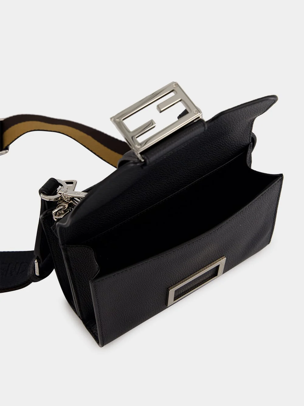 Double Baguette Black Leather Bag - Image 6
