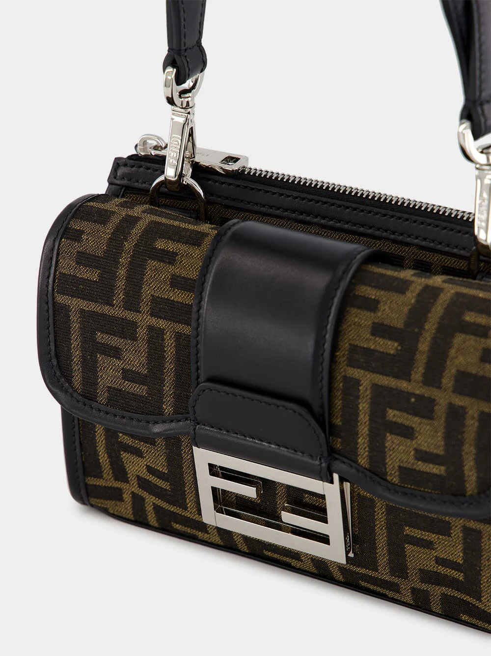 Double Baguette Brown FF Jacquard Bag - Image 8