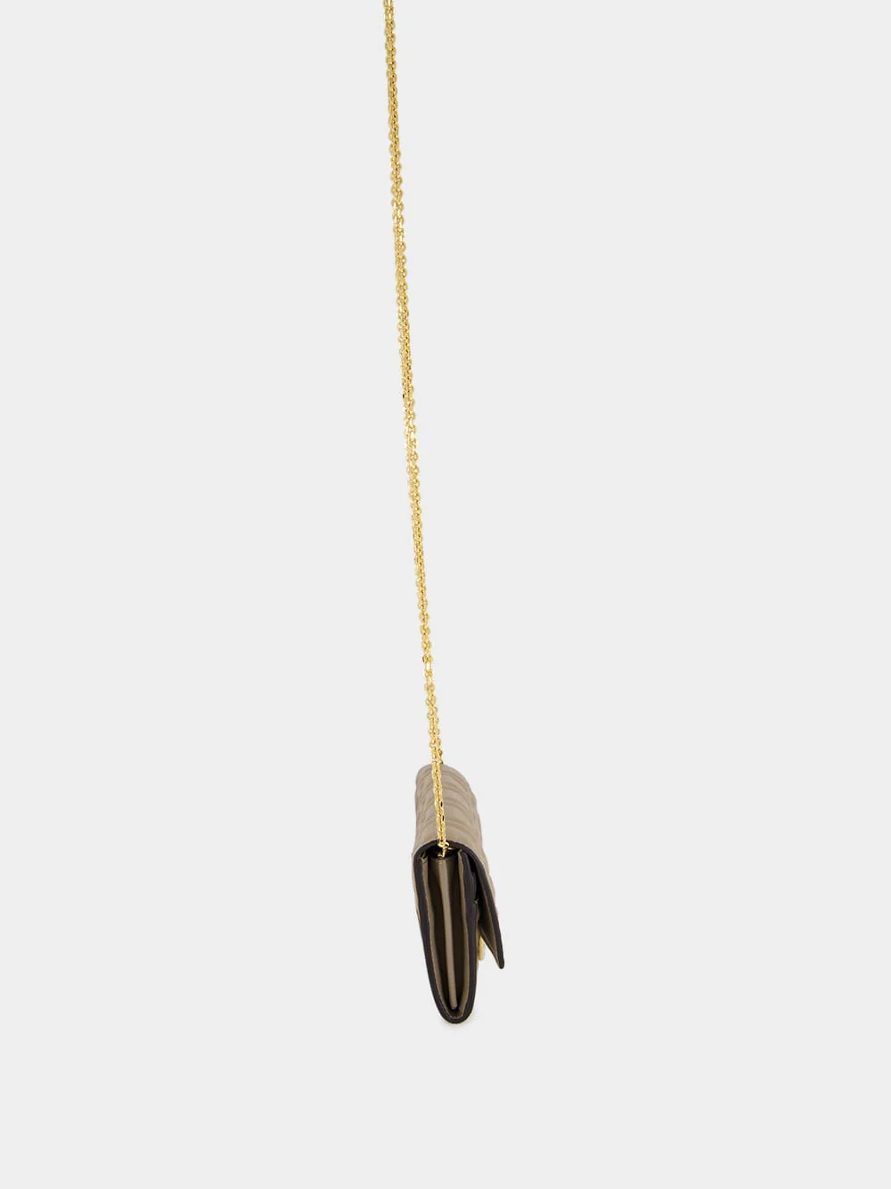 Dove Grey Nappa Leather Baguette Wallet with Chain - Image 4