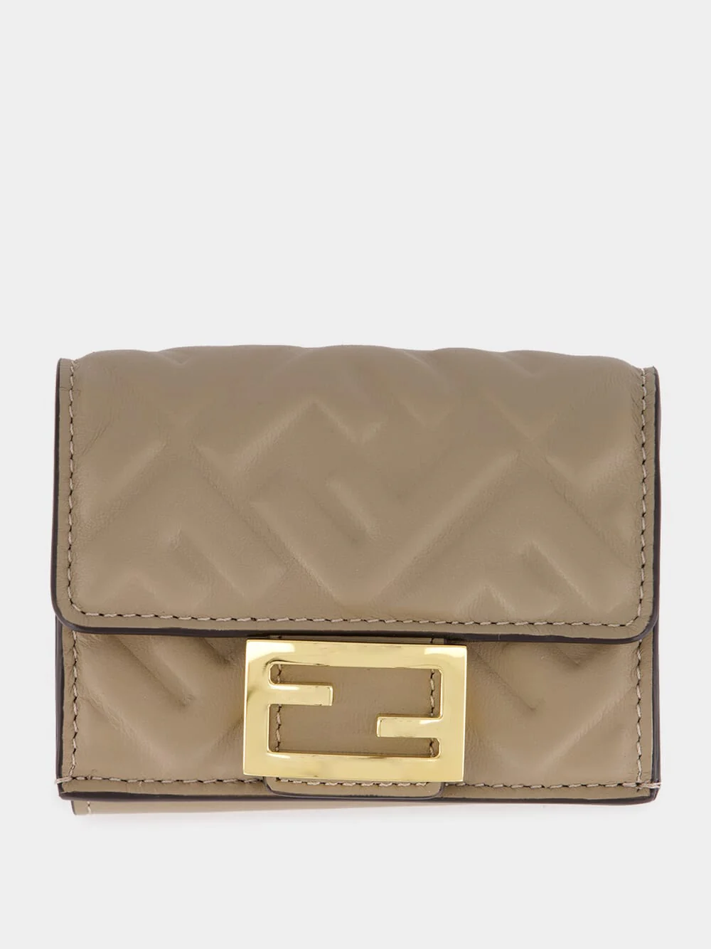 Dove Grey Nappa Leather Micro Trifold Wallet